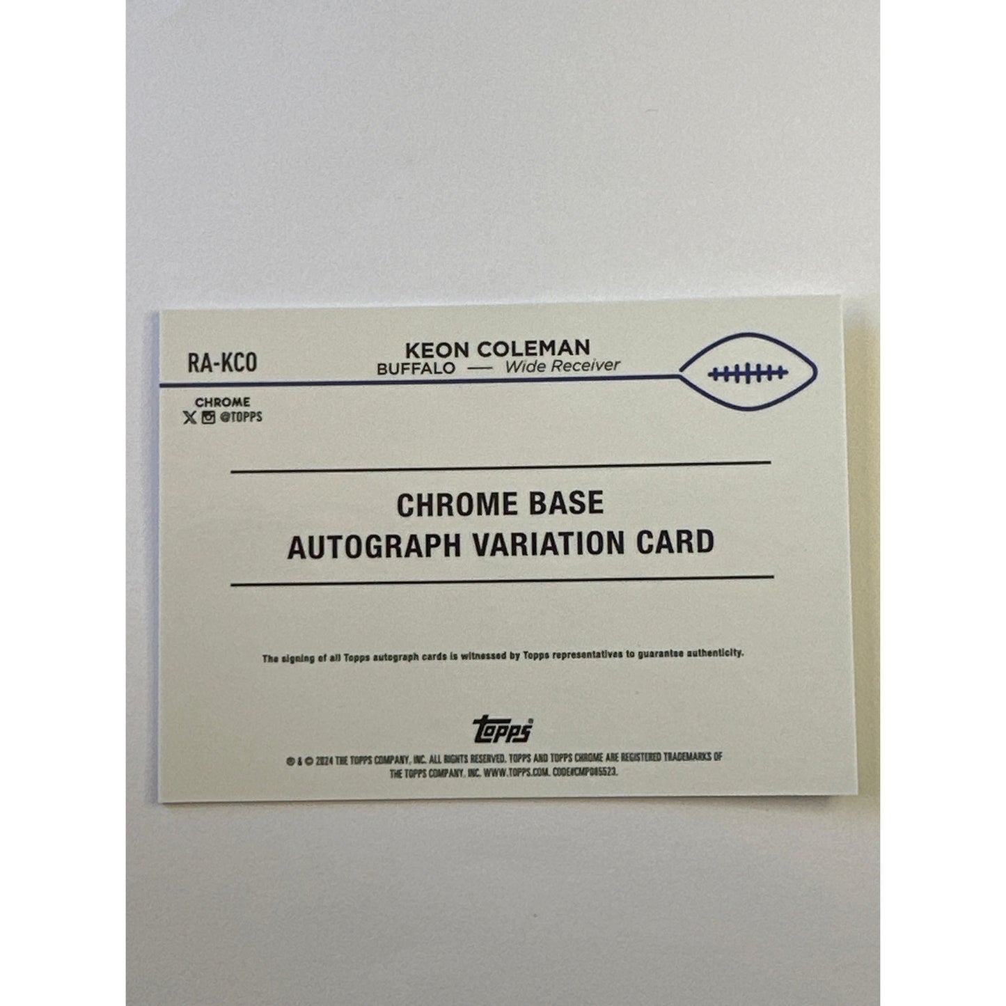 2024 Topps Chrome Keon Coleman Refractor Rookie Auto