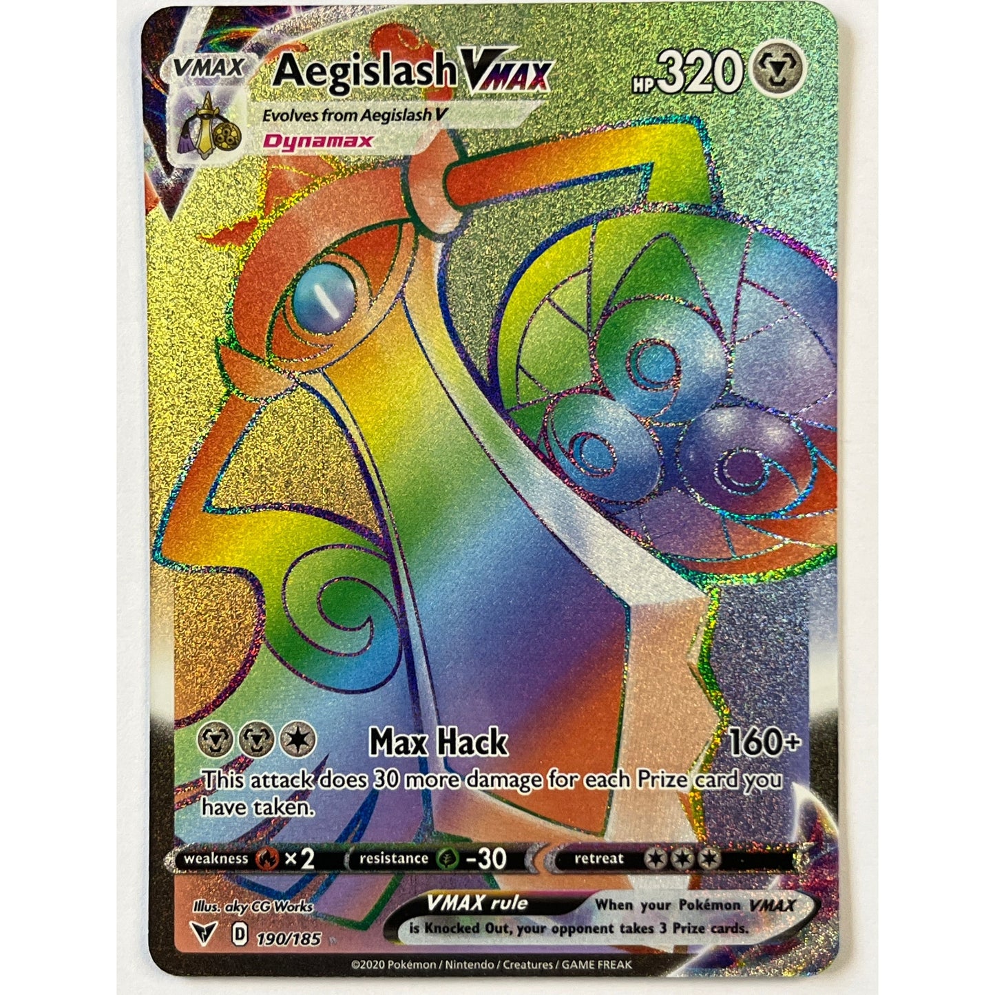Aegislash VMAX Holo Rainbow Rare 190/185