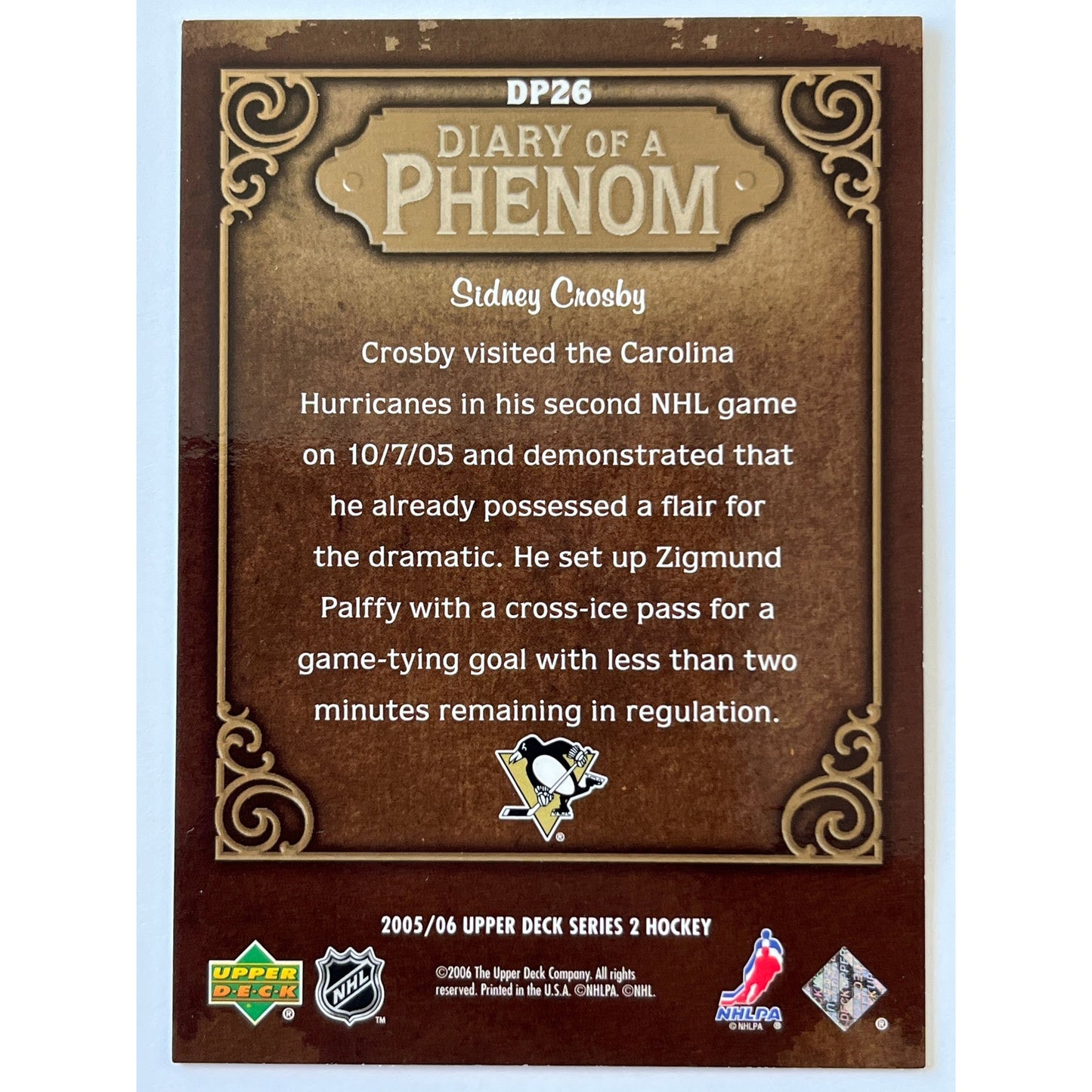 2005-06 Series 2 Sidney Crosby Diary Of A Phenom RC DP26 | Local Legends Cards & Collectibles