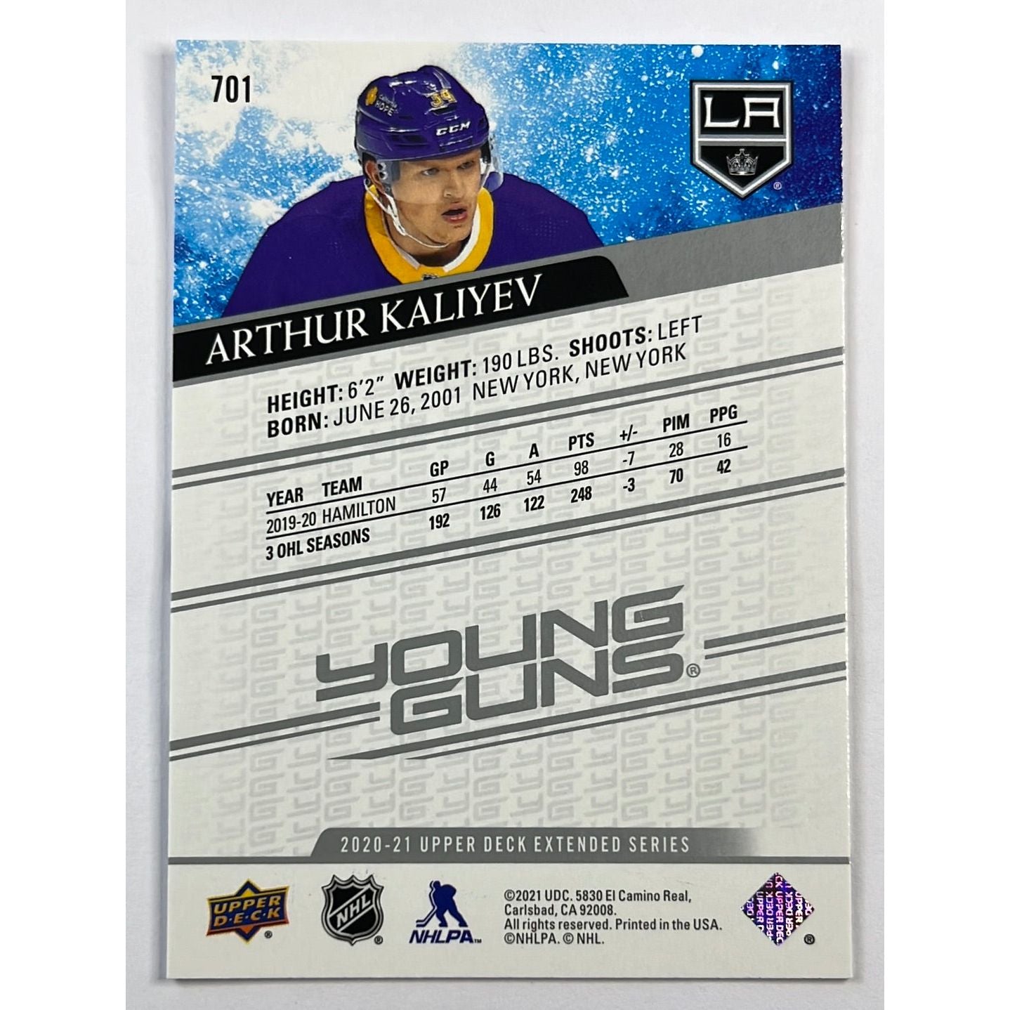 2020-21 Upper Deck Arthur Kaliyev Young Guns | Local Legends Cards & Collectibles