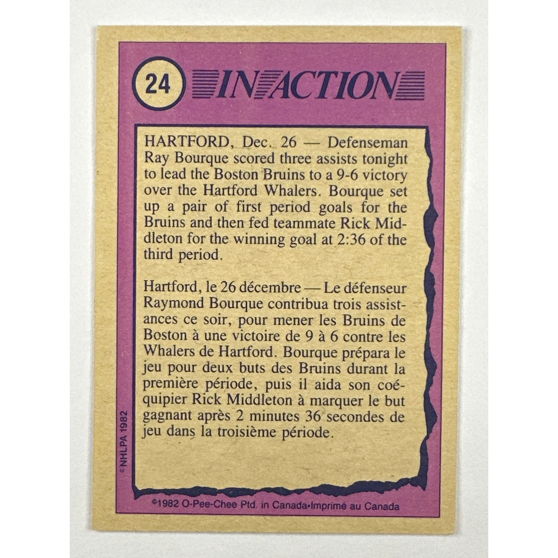 1982-83 O-Pee-Chee Ray Bourque In Action | Local Legends Cards & Collectibles