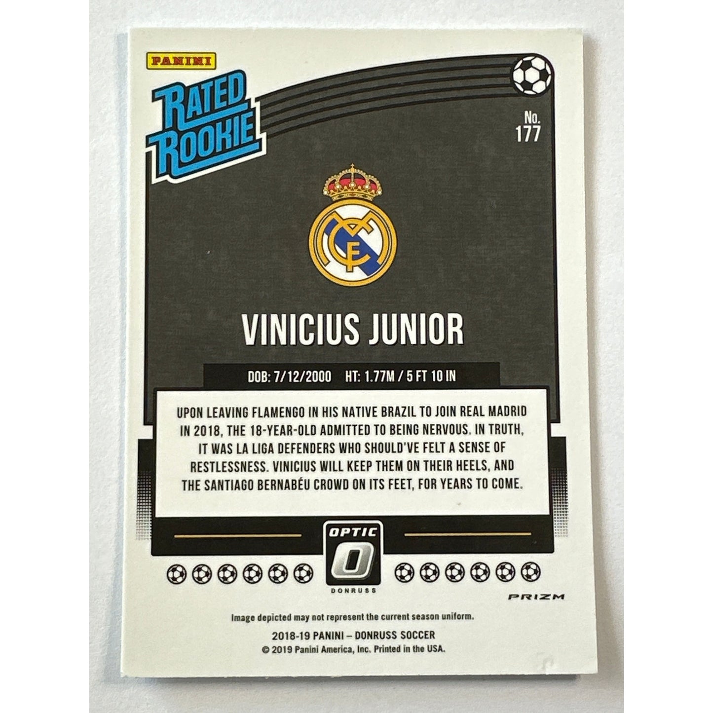 2018-19 Donruss Optic Vinicius Junior Silver Holo Rated Rookie
