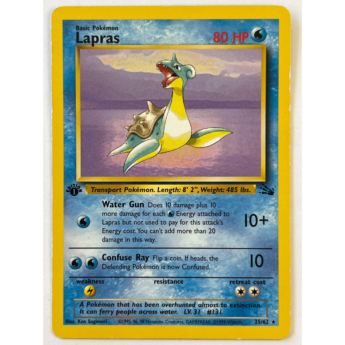 1st Edition Lapras Non Holo Rare 25/62