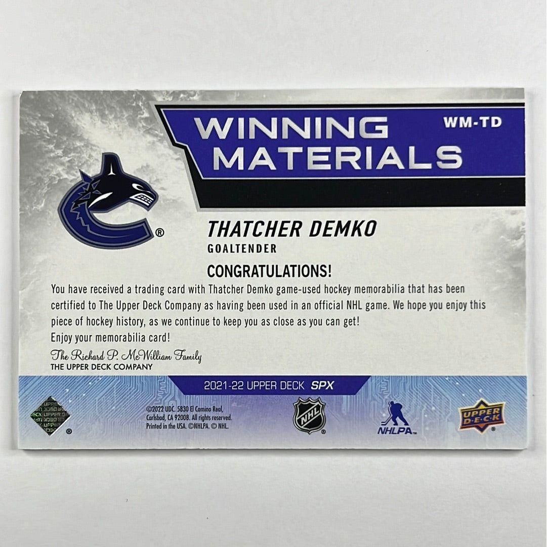 2021-22 SPX Thatcher Demko Winning Materials | Local Legends Cards & Collectibles