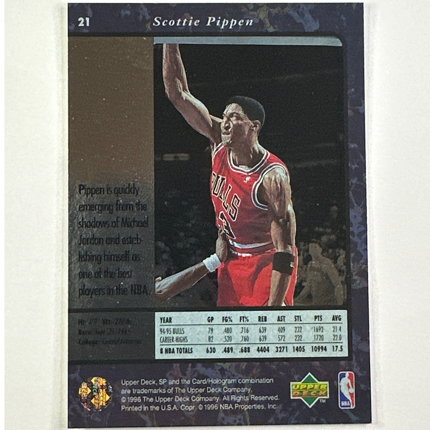1996 Upper Deck SP Scottie Pippen #21 | Local Legends Cards & Collectibles