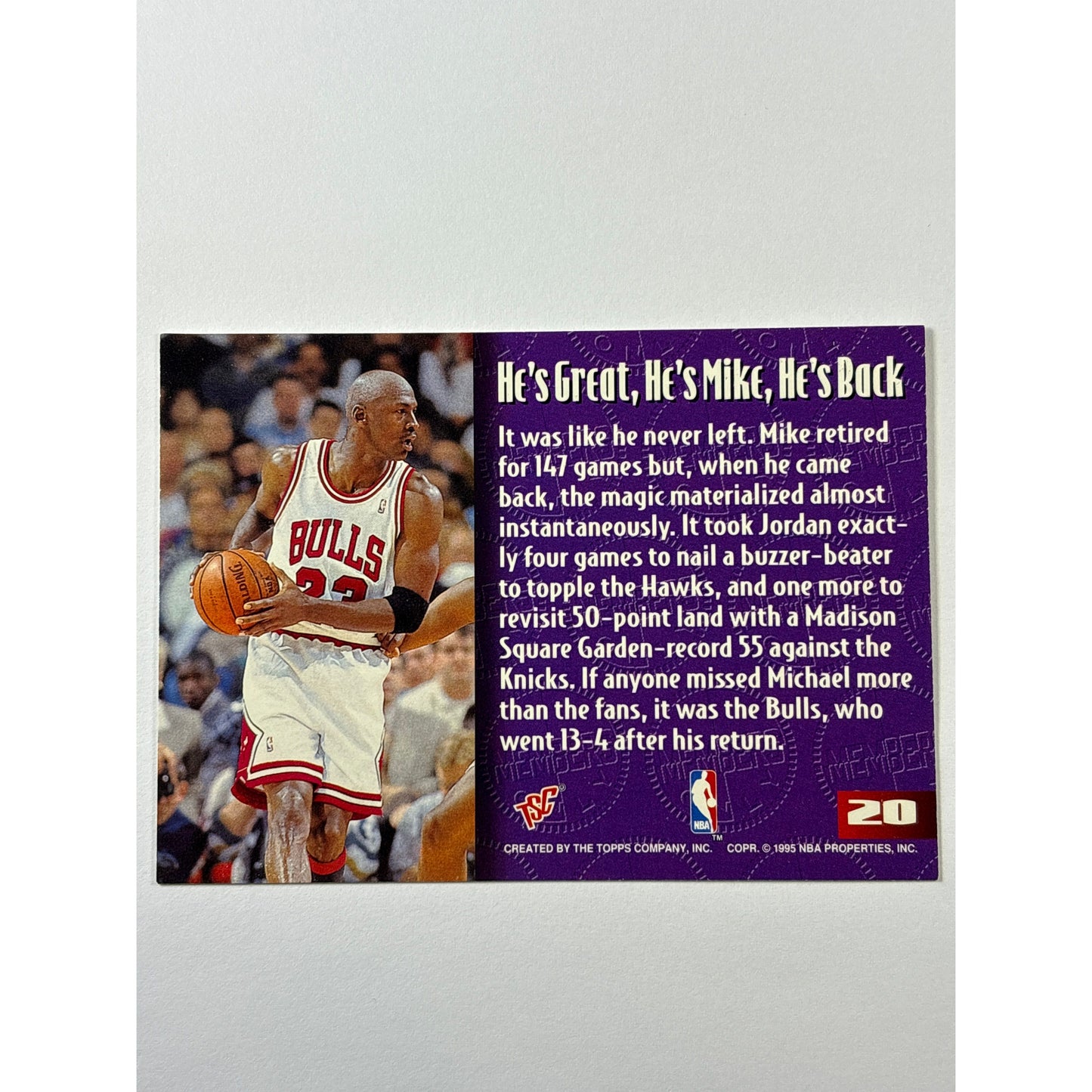 1995 Topps Stadium Club Michael Jordan Members Only SP