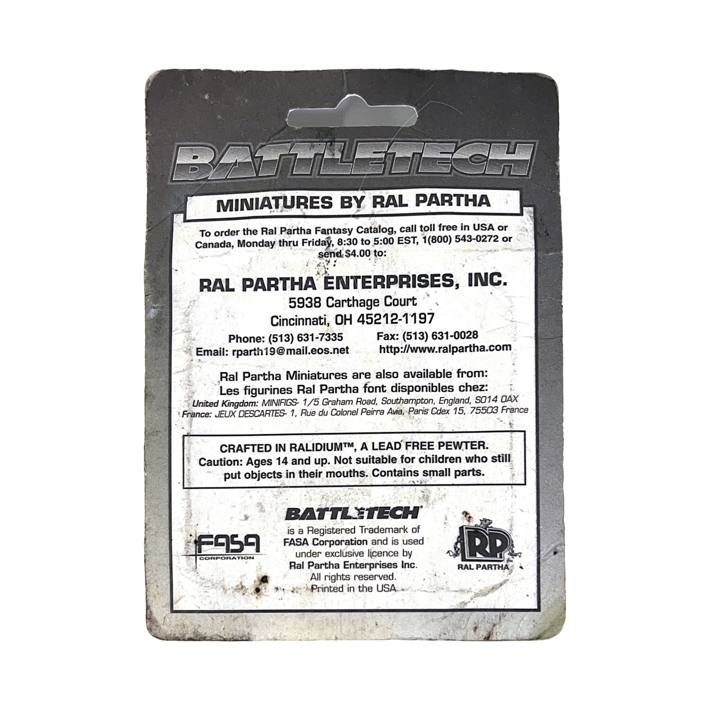 Ral Partha BattleTech Athena Combat Vehicle (2) AR20-628 Metal Miniatures Blister