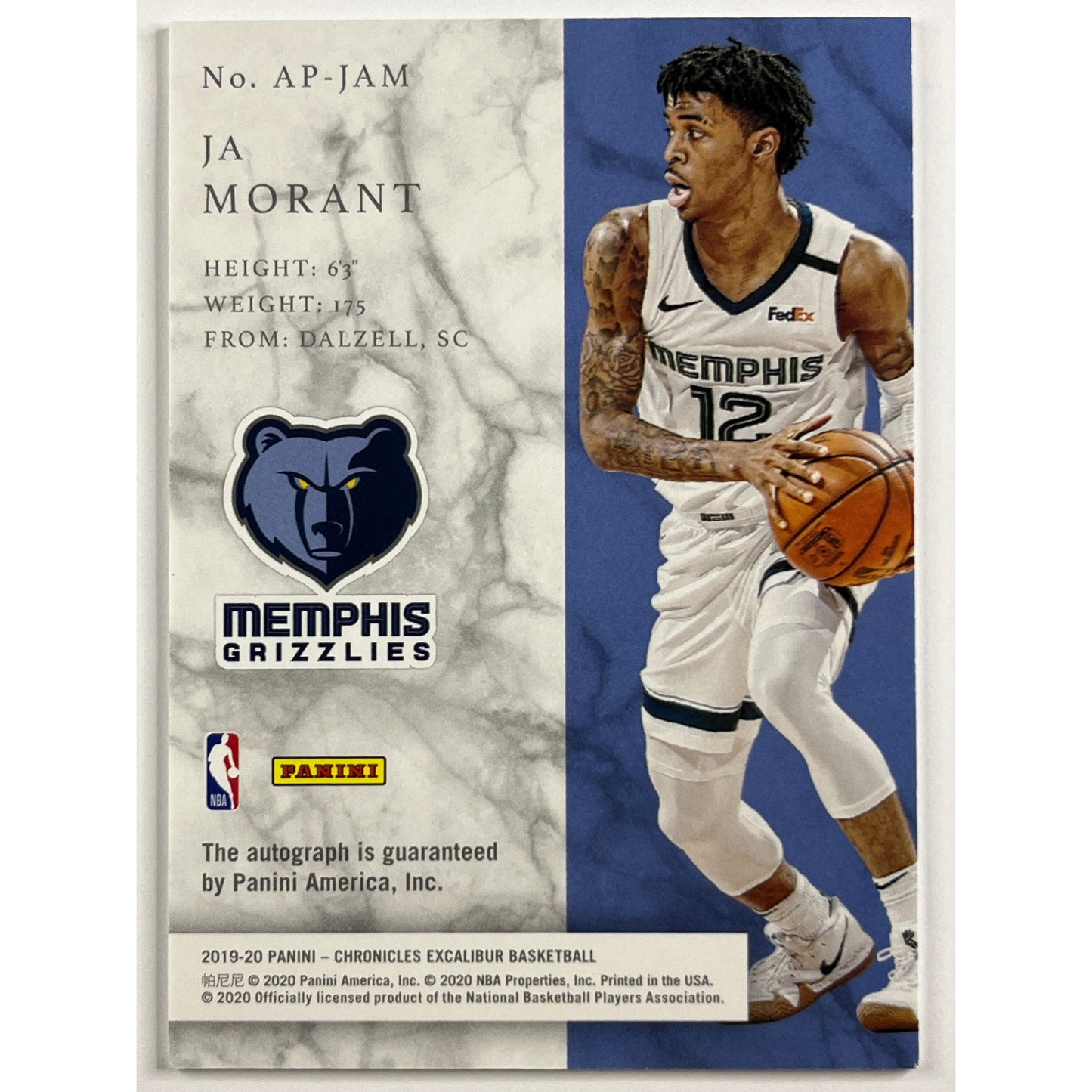2019-20 Panini Excalibur Ja Morant Apprentice Rookie Autograph /49 | Local Legends Cards & Collectibles