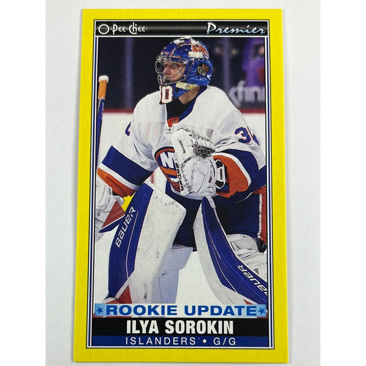 2021-22 O-Pee-Chee Ilya Sorokin Yellow Border Tall Boy Rookie Card | Local Legends Cards & Collectibles