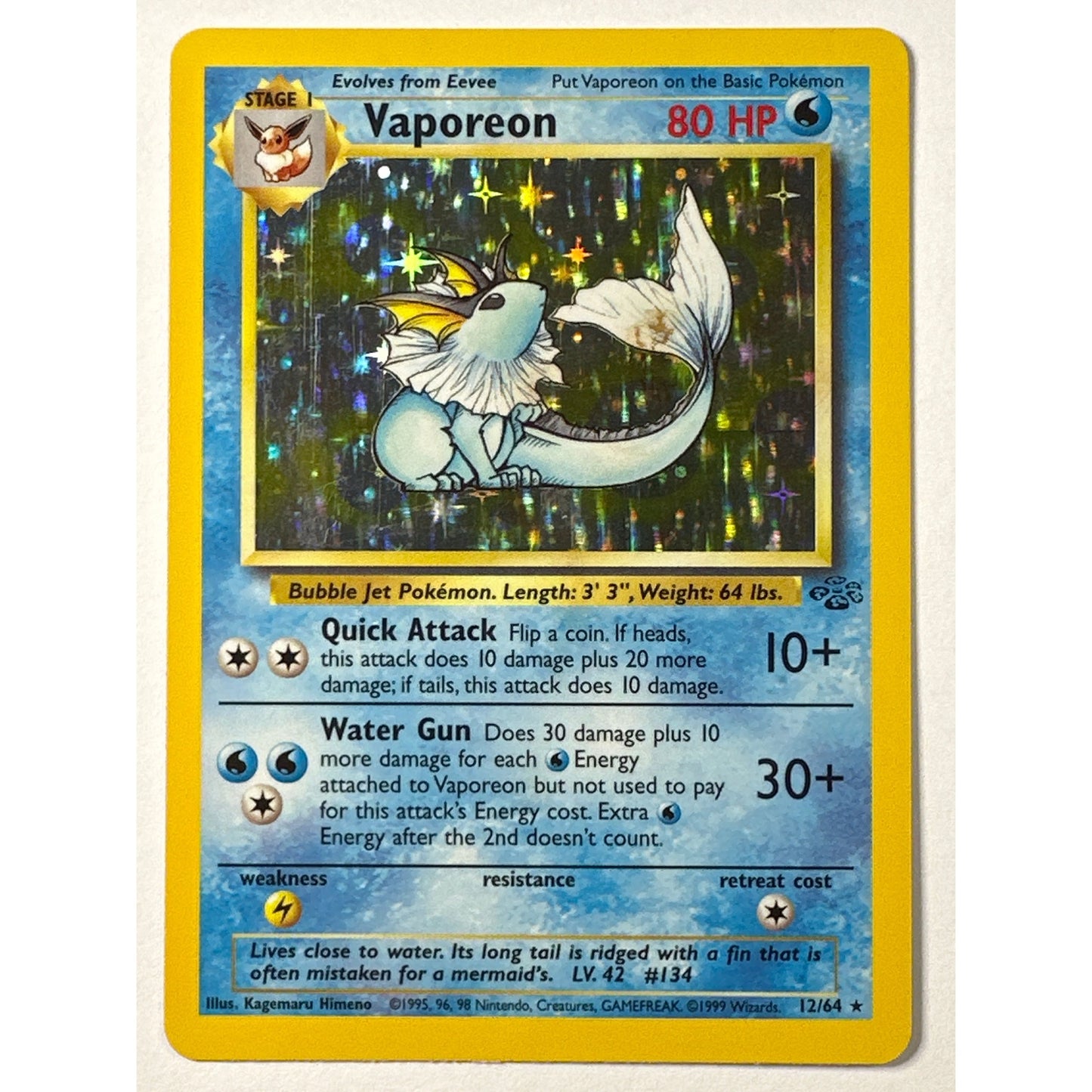 Jungle Vaporeon Holo Rare 12/64