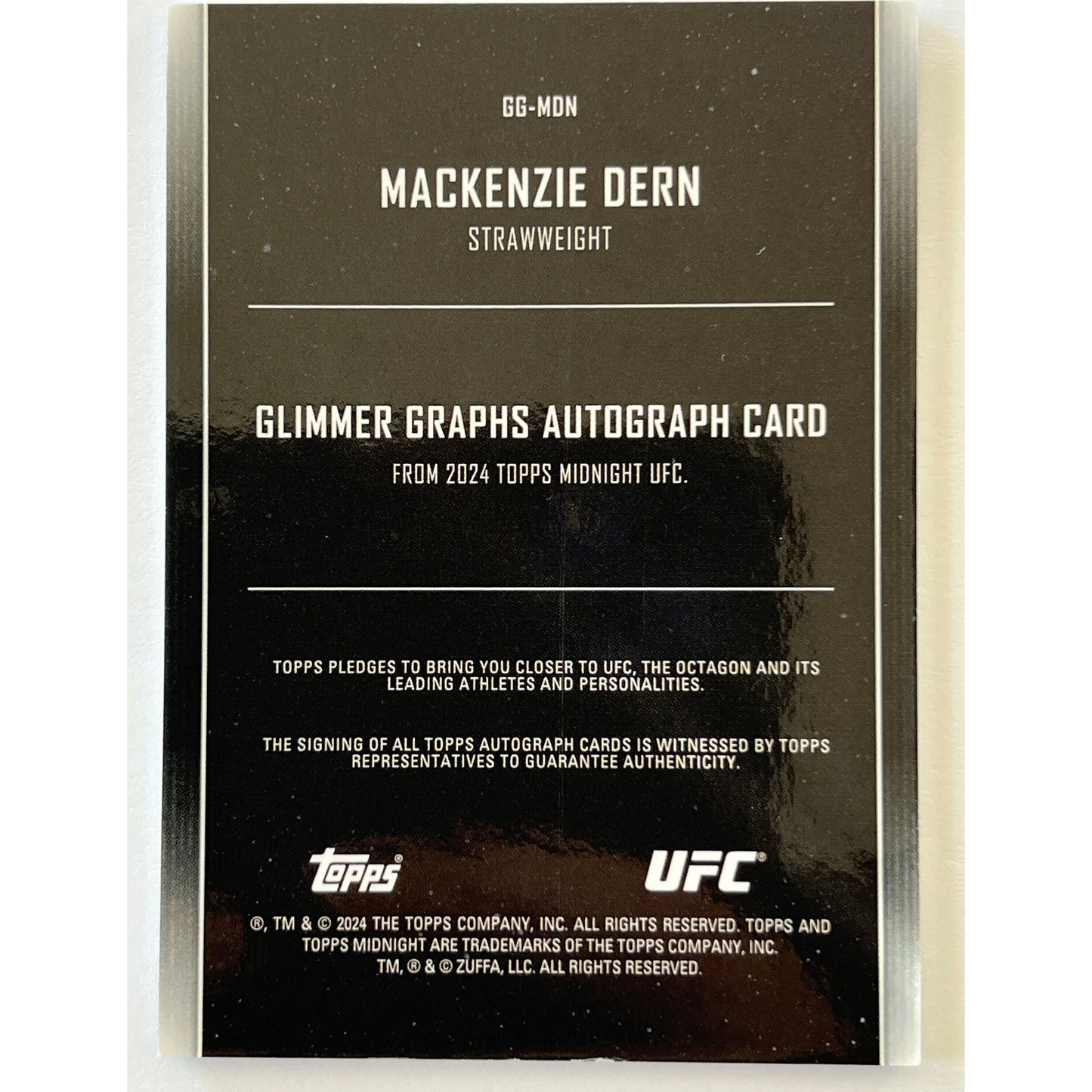 2024 Topps Midnight Mackenzie Dern Glimmer Graphs Autograph