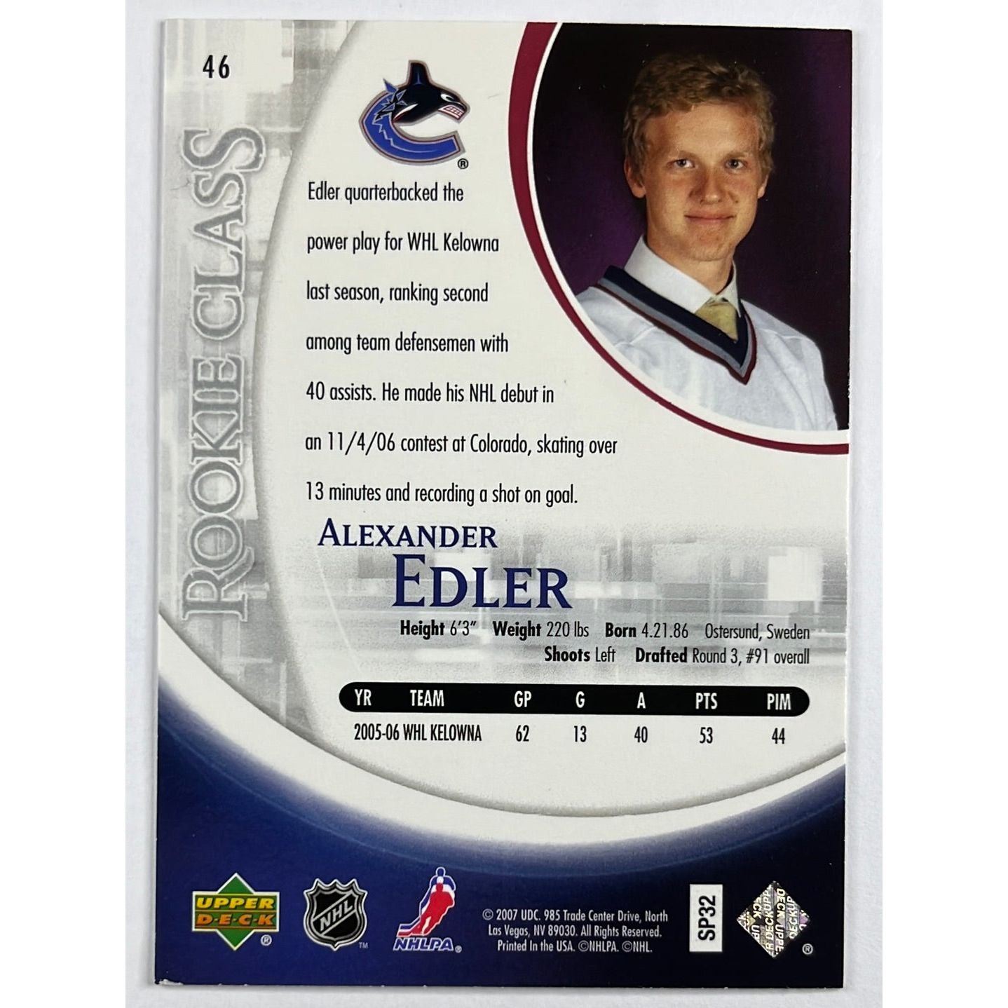 2006-07 Rookie Class Luc Bourdon RC | Local Legends Cards & Collectibles