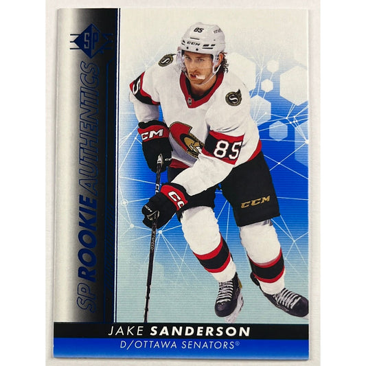 2022-23 SP Authentic Jake Sanderson SP Rookie Authentics Blue