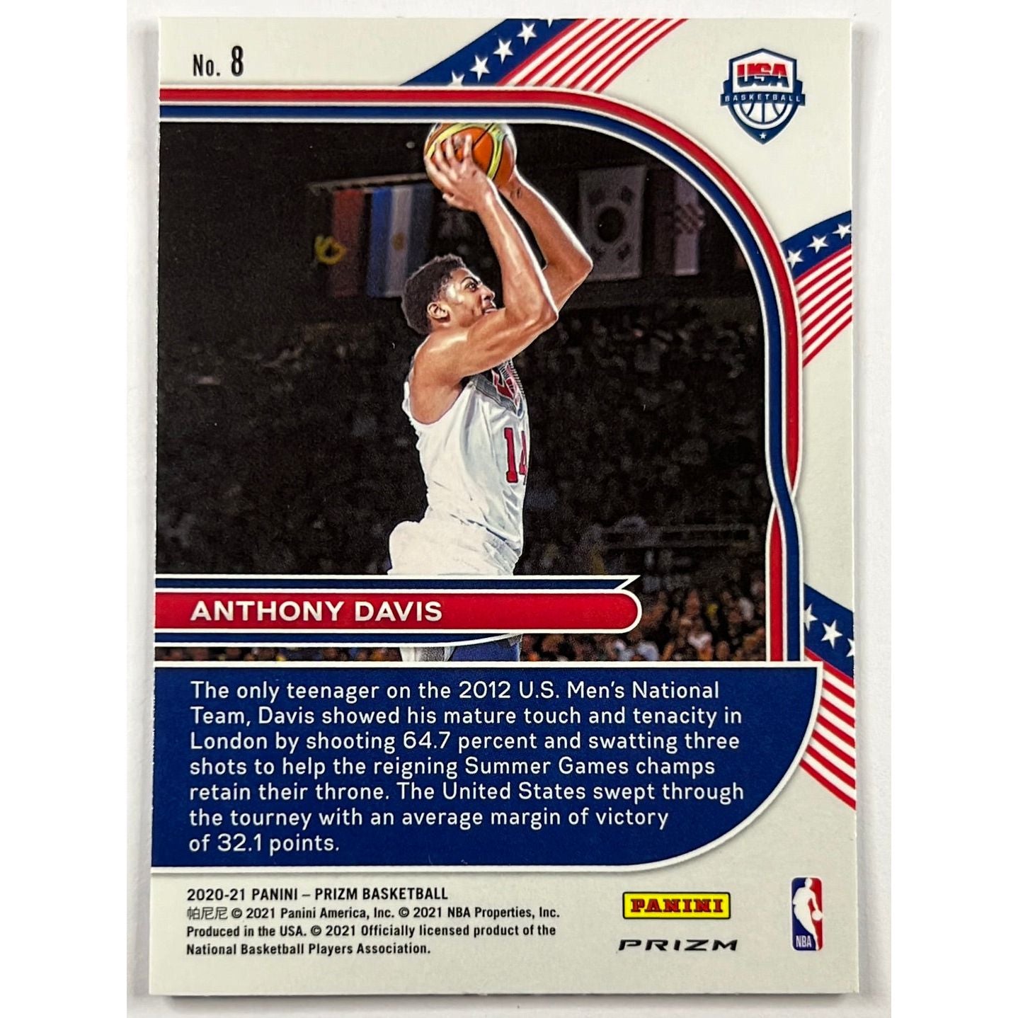 2020-21 Prizm Anthony Davis Team USA Silver Holo | Local Legends Cards & Collectibles