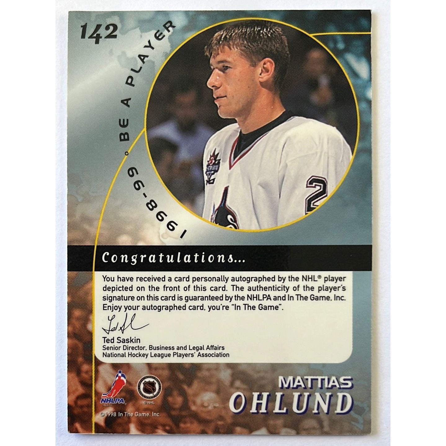 1998-99 Be A Player Mattias Ohlund Auto