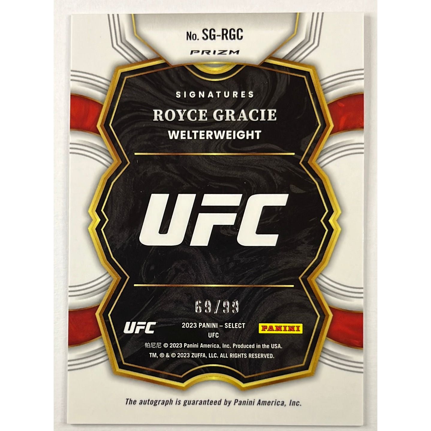 2023 Panini Prizm Royce Gracie Red Prizm Auto 69/99 | Local Legends Cards & Collectibles