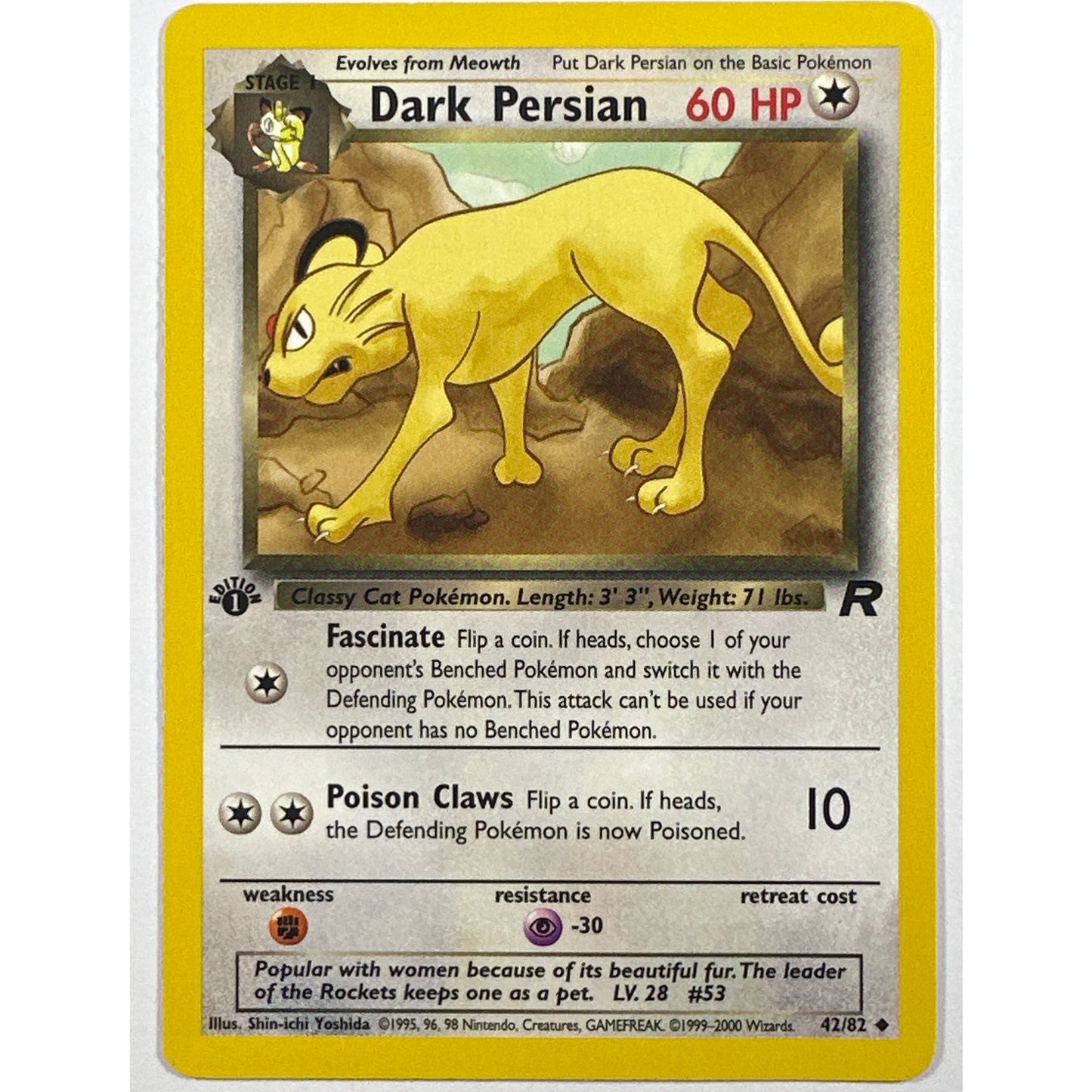 1st Edition Dark Persian Non Holo Uncommon 42/82