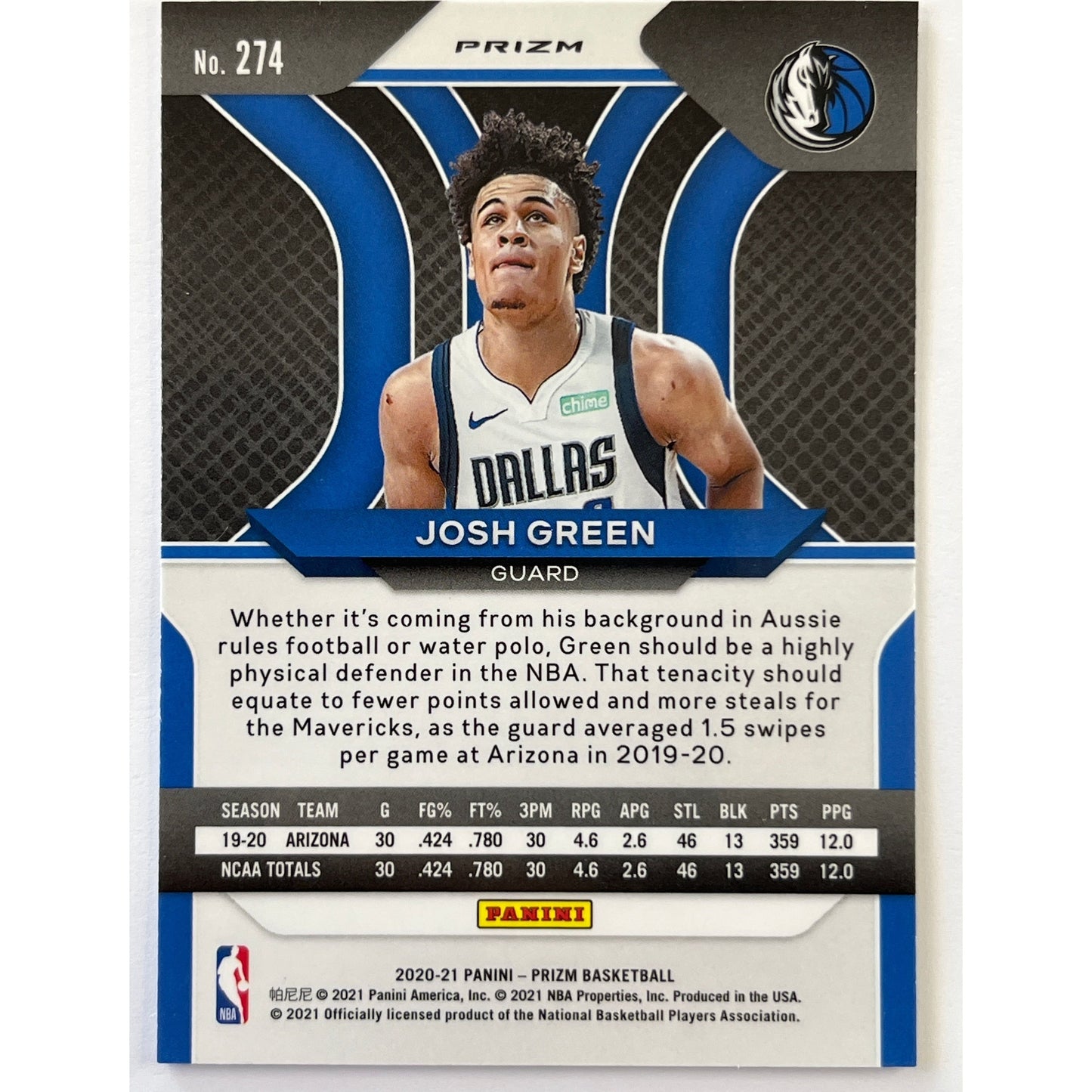 2020-21 Prizm Josh Green Silver Holo Prizm RC