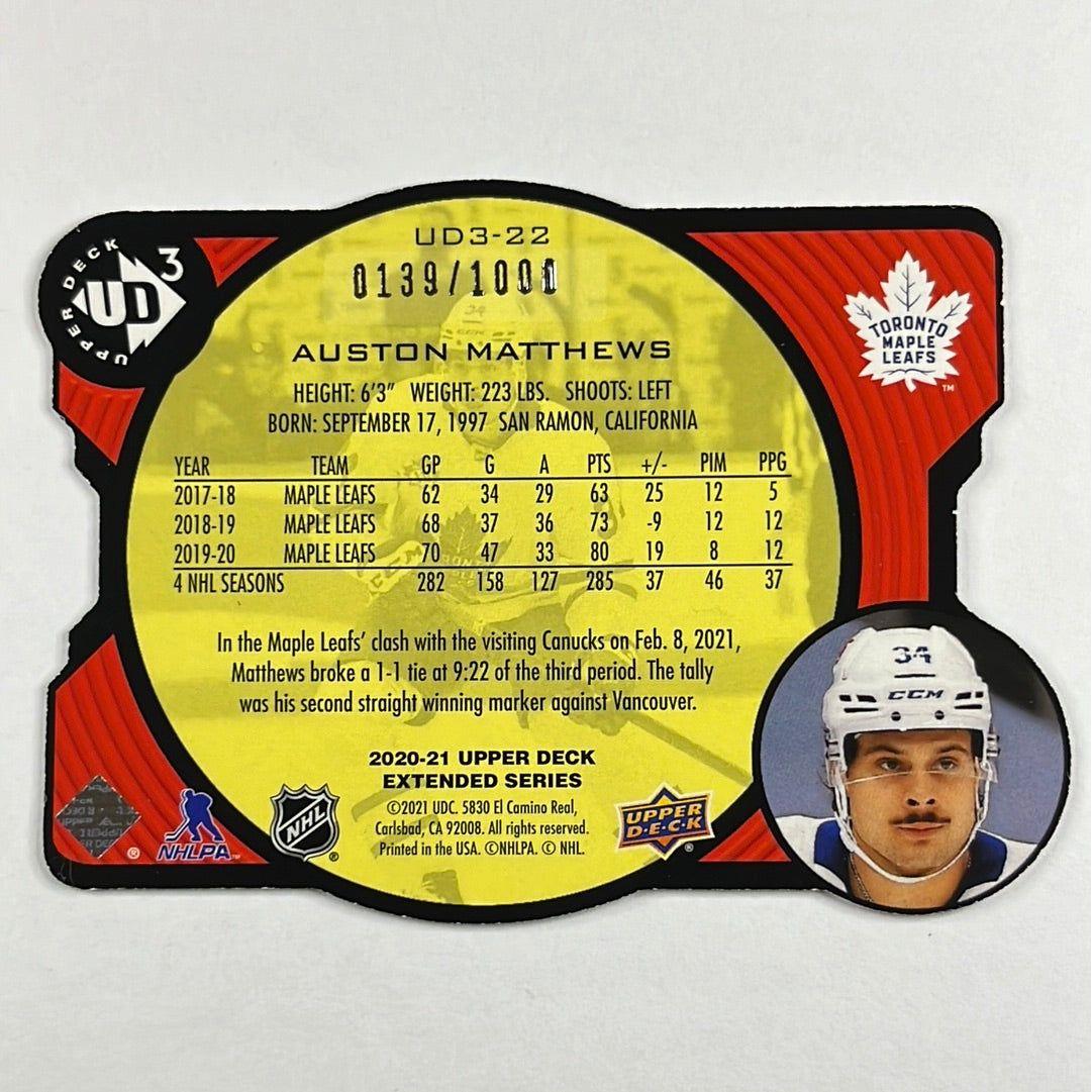 2020-21 Extended Series Auston Mathews UD3 Die Cut 139/1000