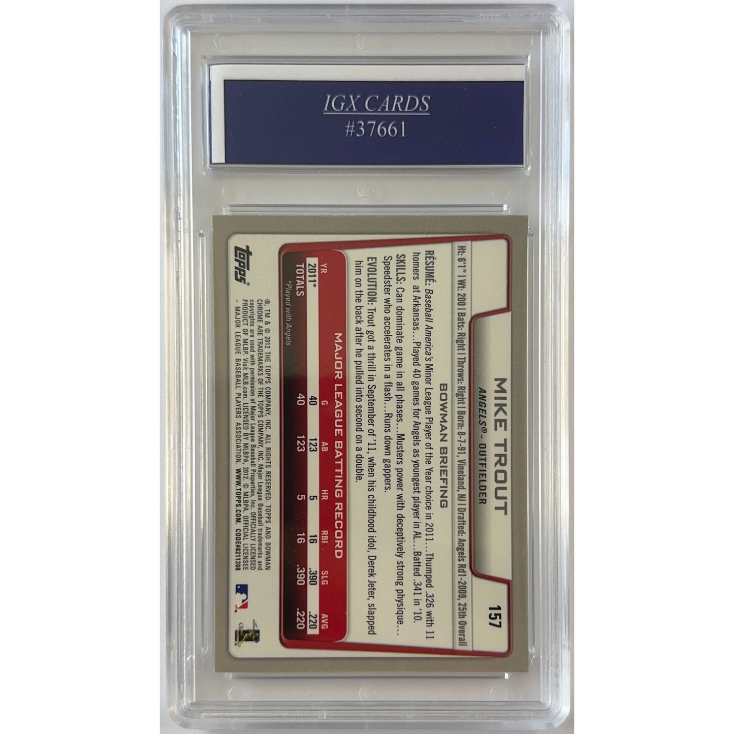 2012 Bowman Chrome Mike Trout #157 IGX GEM MINT 10