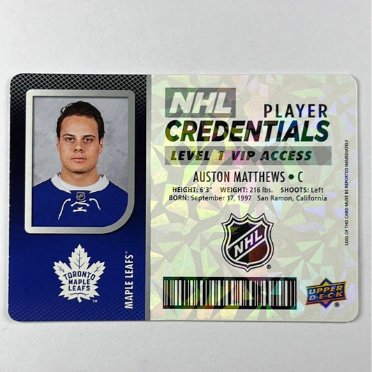 2017-18 MVP Auston Mathews Player Credentials VIP Access | Local Legends Cards & Collectibles