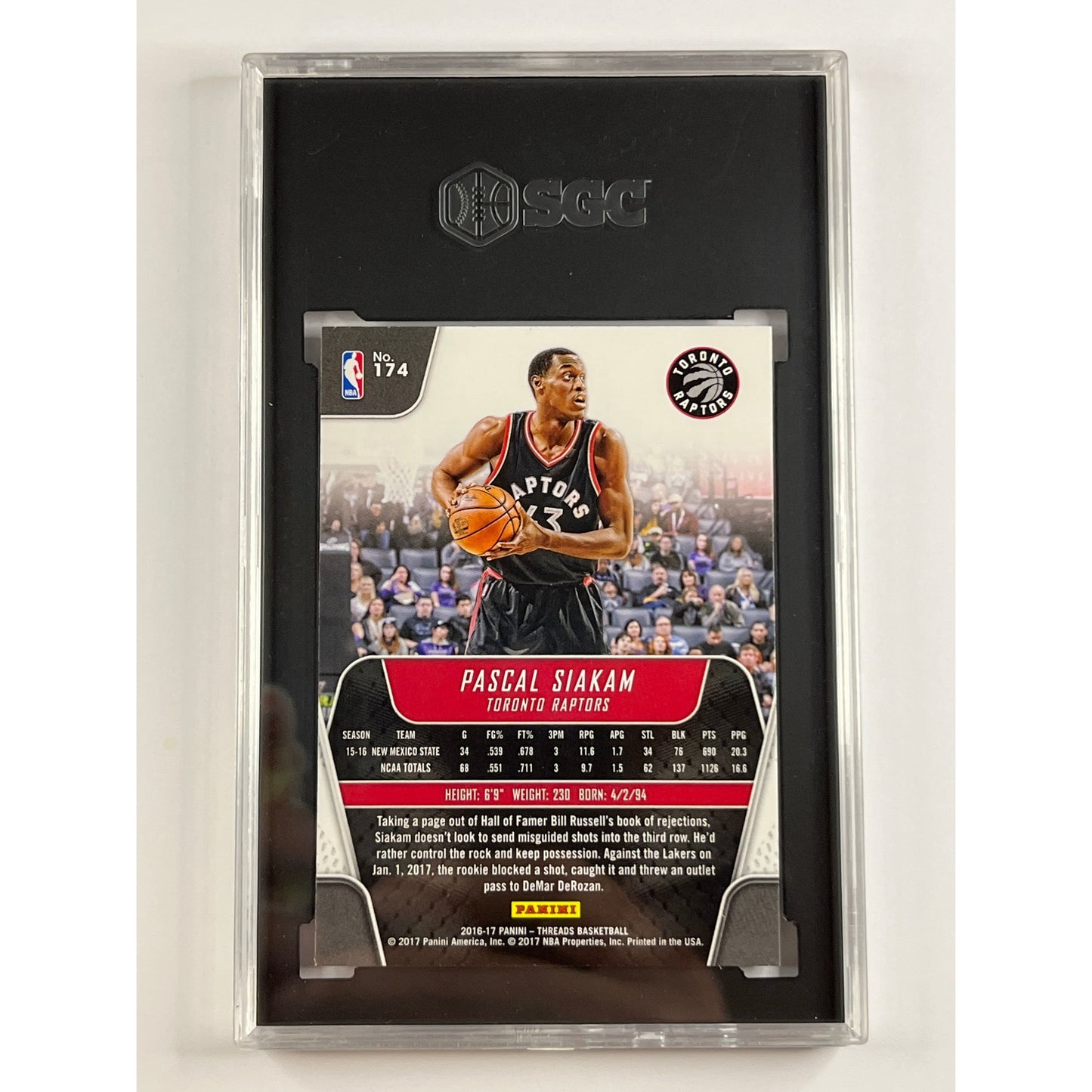 2016-17 Panini Threads Pascal Siakam Century Proof Dazzle RC SGC 10 GEM MINT | Local Legends Cards & Collectibles