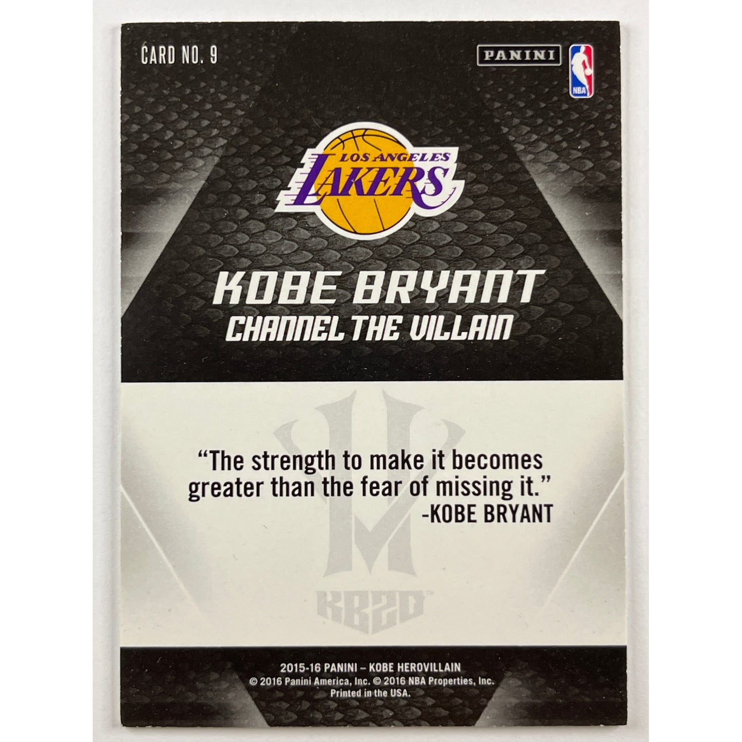 2015-16 Kobe HeroVillain Kobe Bryant Channel The Villain Strong Finish
