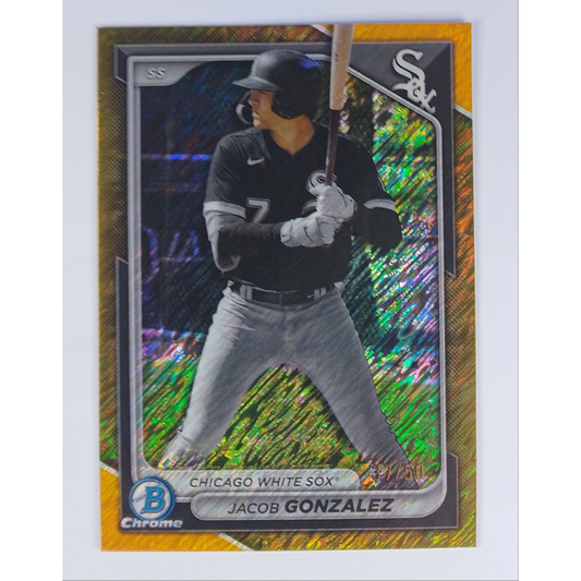 2024-25 Topps Bowman Chrome Jacob Gonzalez Orange Shimmer /50 | Local Legends Cards & Collectibles