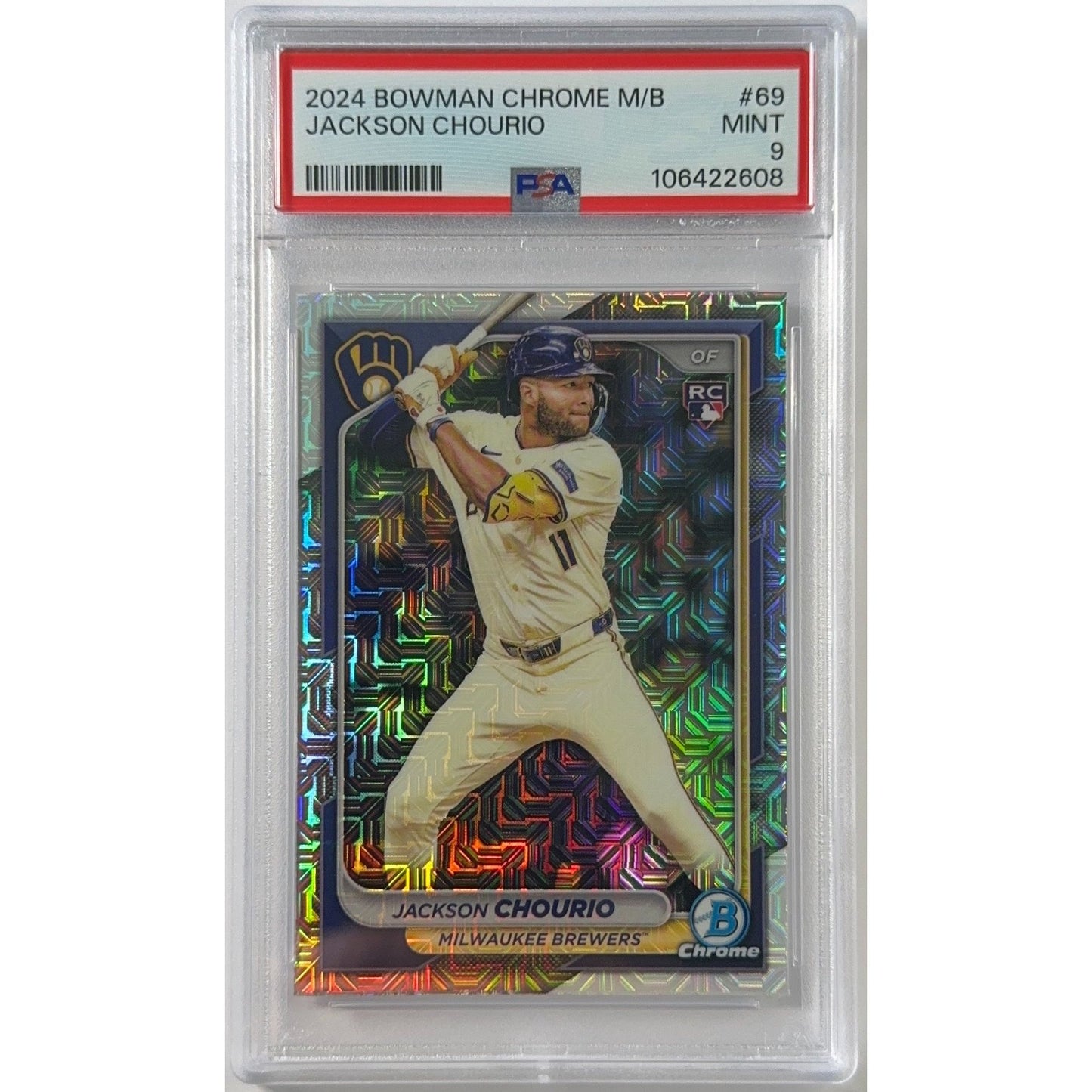 2024 Bowman Chrome M/B Jackson Chourio 1st Bowman Refractor PSA 9 MINT