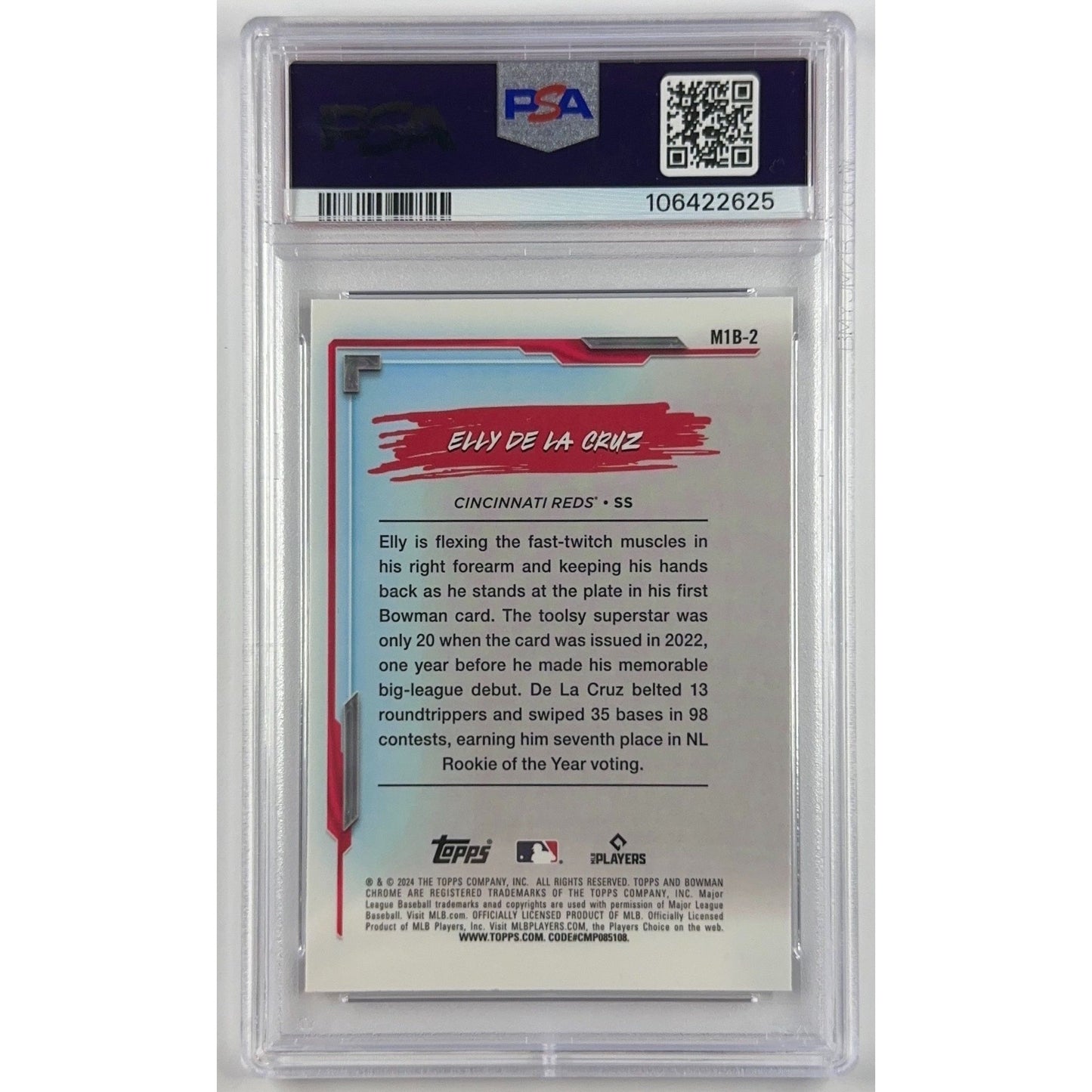 2024 Bowman Chrome Elly De La Cruz My 1st Bowman Refractor PSA 9 MINT