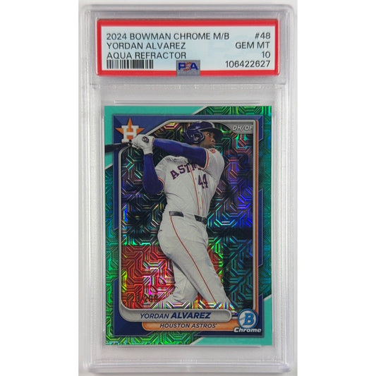 2024 Bowman Chrome Yordan Alvarez M/B Aqua Refractor /299 PSA 10 GEM MINT | Local Legends Cards & Collectibles