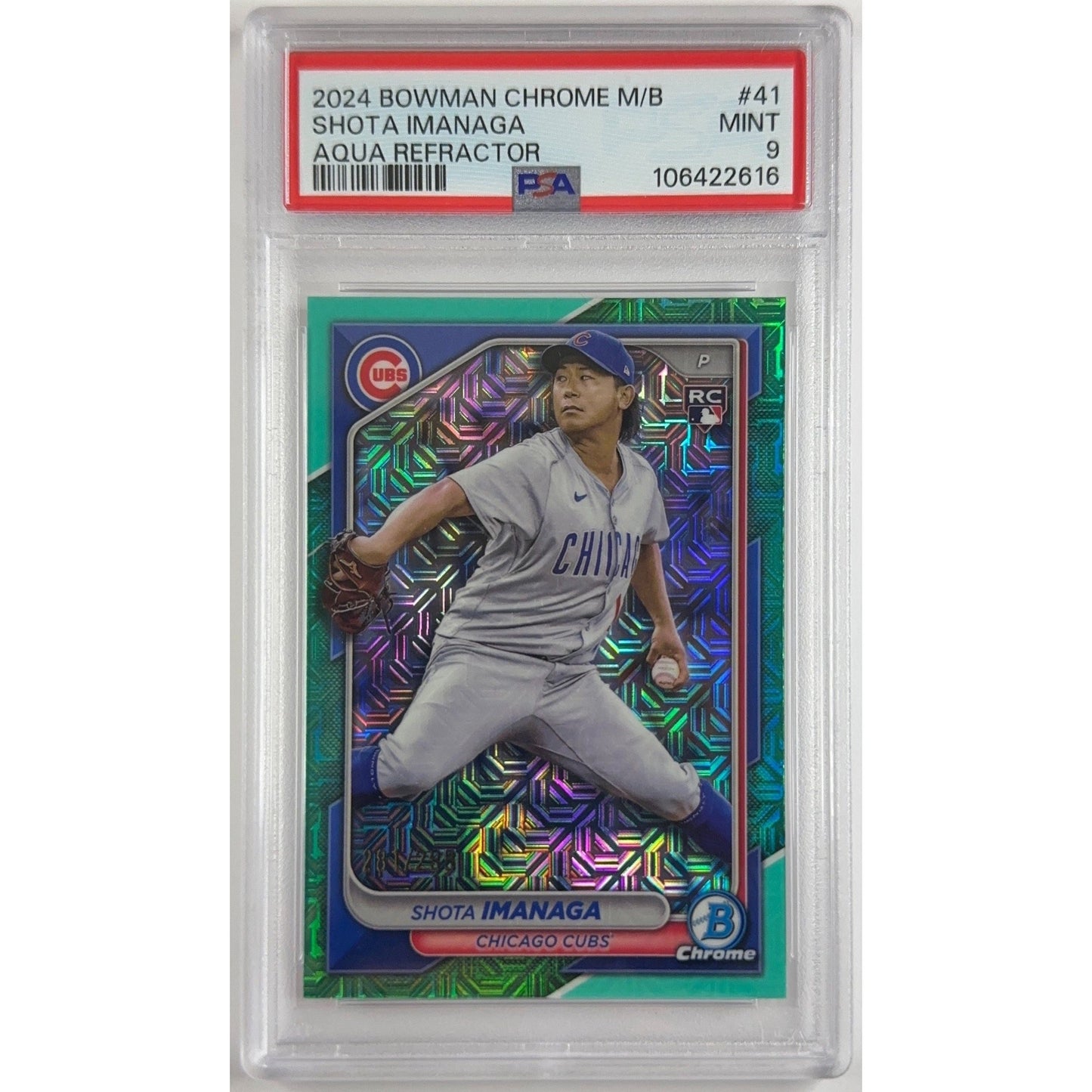 2024 Bowman Chrome Shota Imanaga Aqua Refractor RC /299 PSA 9 MINT
