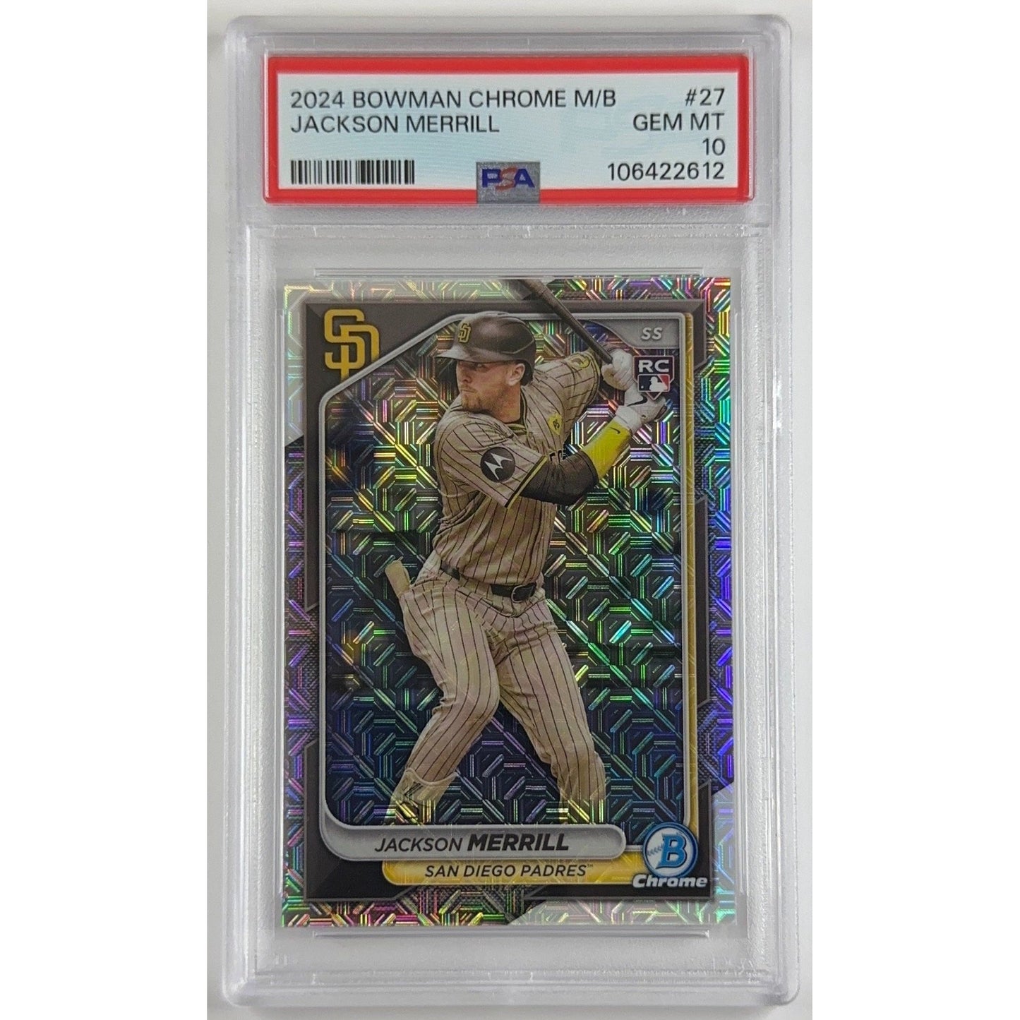 2024 Bowman Chrome Jackson Merrill M/B Refractor RC PSA 10 GEM MINT