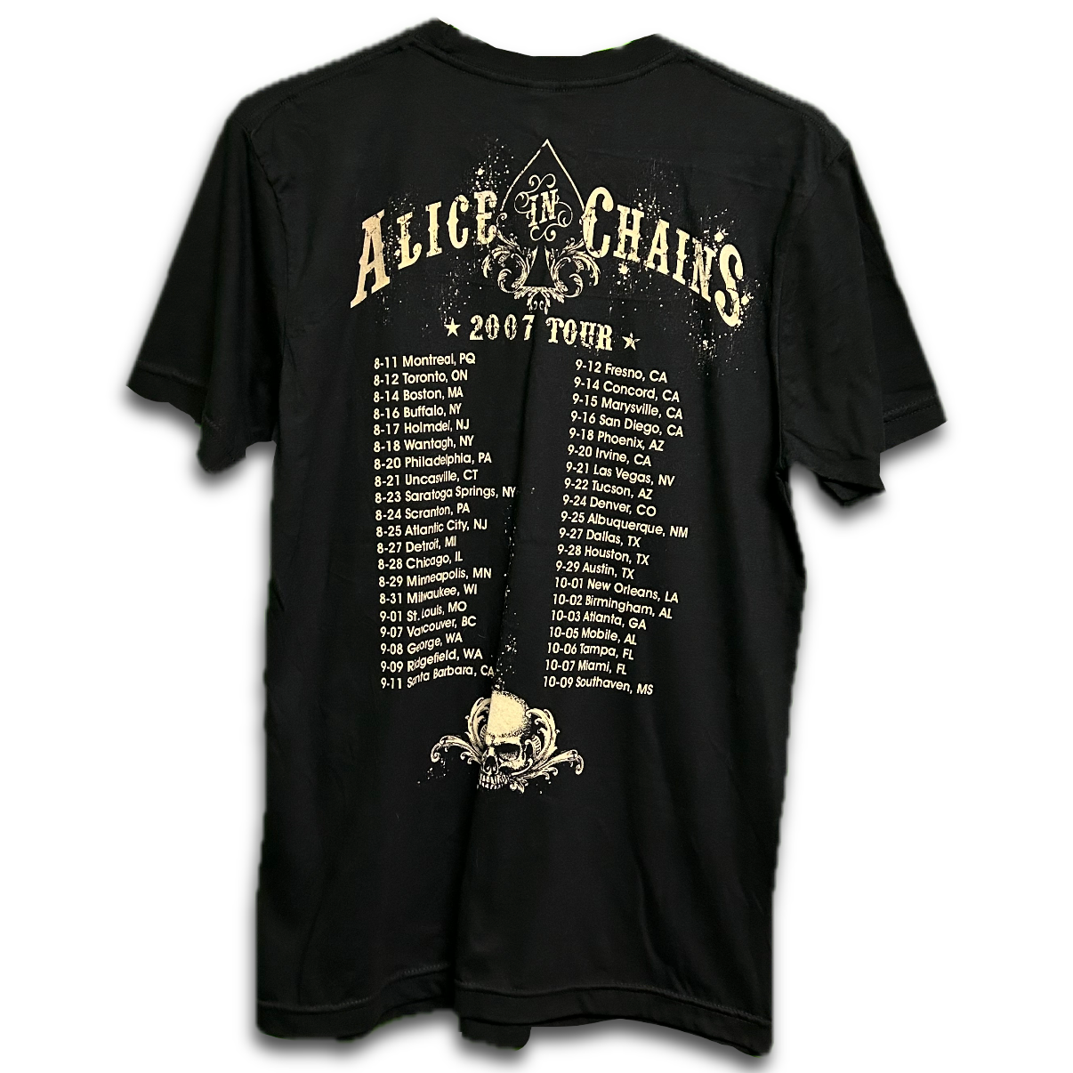 Official Alice in Chains 2007 Tour Gold Shirt MD | Local Legends Cards & Collectibles