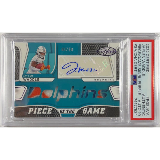 2022 Certified Jaylen Waddle Piece of the Game Patch Auto 1/10 PSA 10 | Local Legends Cards & Collectibles