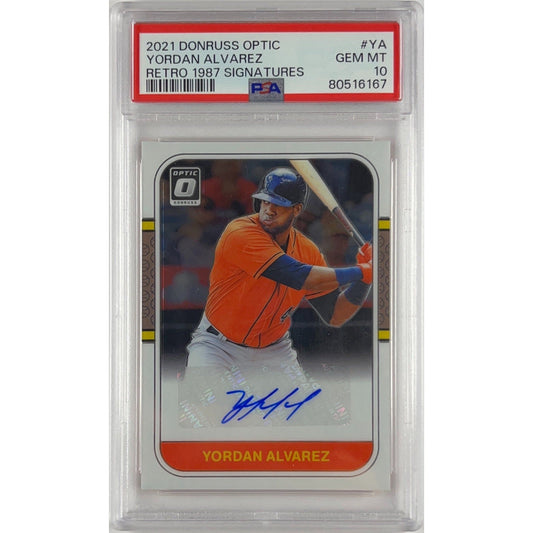 2021 Donruss Optic Yordan Alvarez Retro 1987 Signatures PSA 10 GEM MINT #YA | Local Legends Cards & Collectibles