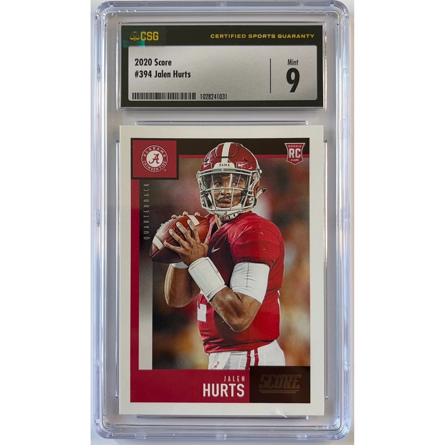 2020 Score Jalen Hurts RC CSG 9 MINT | Local Legends Cards & Collectibles