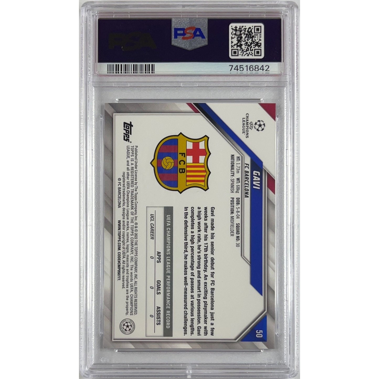 2021-22 Topps UEFA Champions League Gavi Sparkle Foil RC PSA 8 | Local Legends Cards & Collectibles