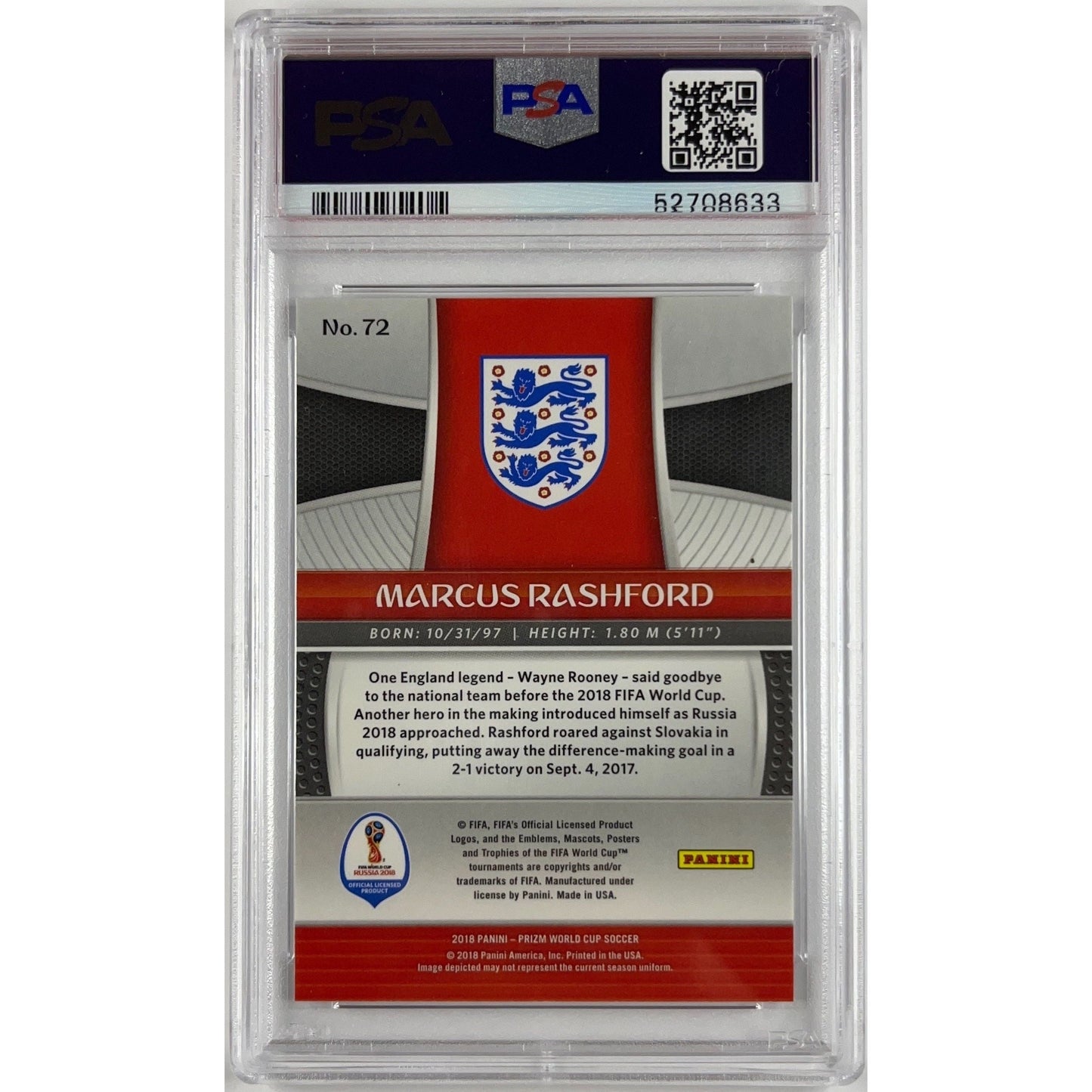 2018 Panini Prizm World Cup Marcus Rashford PSA 10 | Local Legends Cards & Collectibles