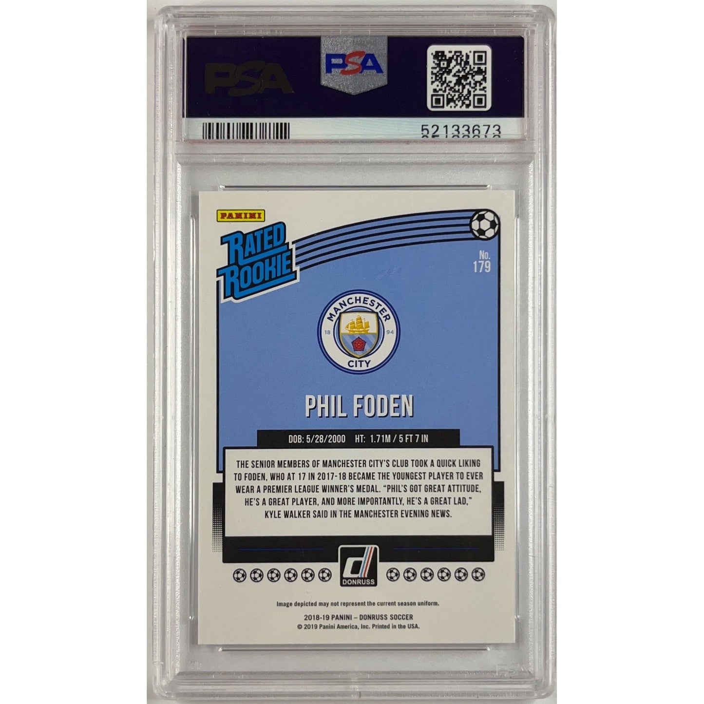 2018-19 Donruss Phil Foden Rated Rookie PSA 9 MINT | Local Legends Cards & Collectibles