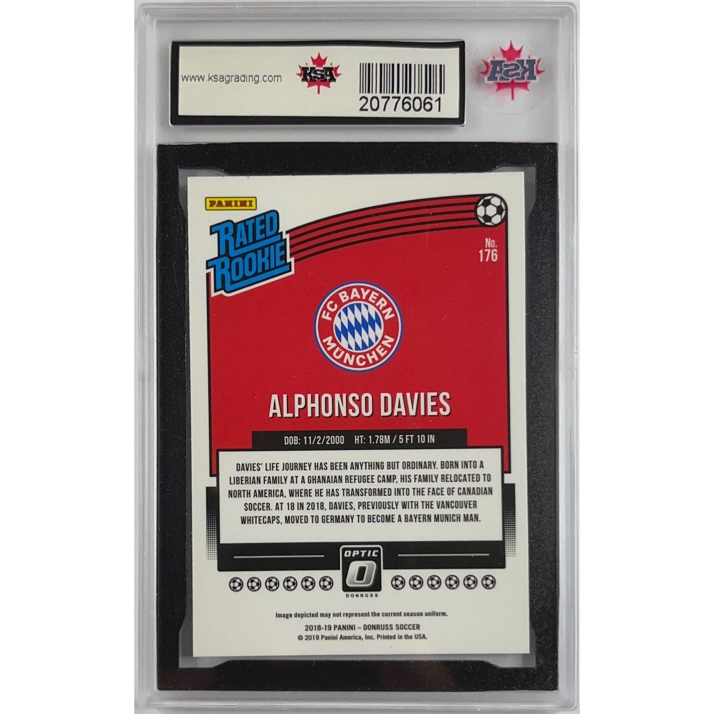 2018-19 Donruss Optic Alphonso Davies Rated Rookie KSA 9 MINT | Local Legends Cards & Collectibles
