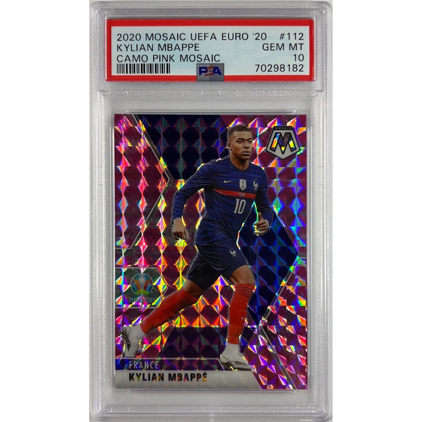 2020-21 Mosaic Kylian Mbappe Camo Pink Mosaic PSA 10 GEM MINT | Local Legends Cards & Collectibles