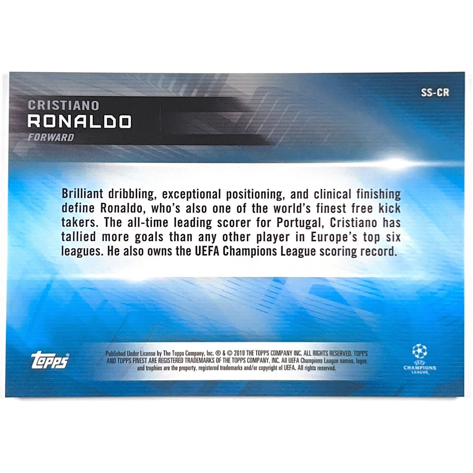 2018-19 Topps Finest Cristiano Ronaldo Standout Strikers Refractor | Local Legends Cards & Collectibles