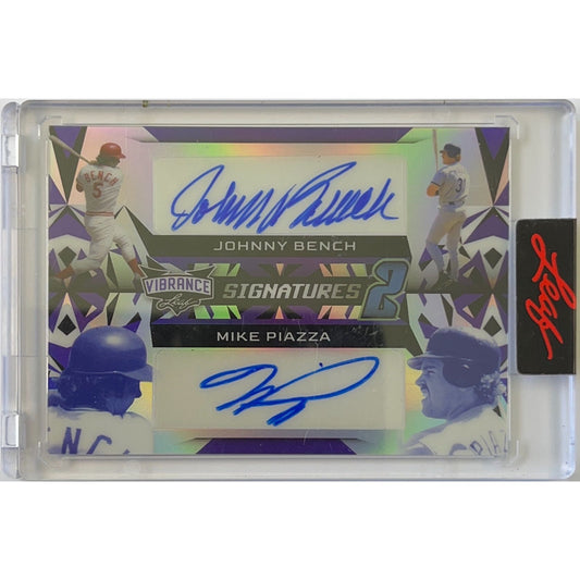 2023 Leaf Vibrance Johnny Bench / Mike Piazza Signatures /5 | Local Legends Cards & Collectibles