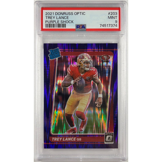 2021 Donruss Optic Trey Lance Purple Shock Prizm Rated Rookie PSA 9 | Local Legends Cards & Collectibles