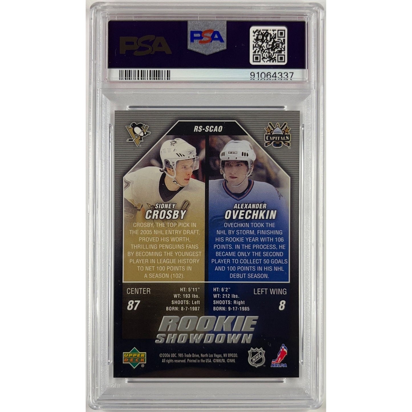 2005-06 Upper Deck Alexander Ovechkin / Sidney Crosby Rookie Showdown PSA 8 NM-MT | Local Legends Cards & Collectibles