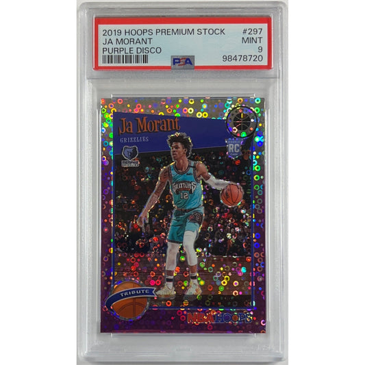 2019-20 Hoops Premium Stock Ja Morant Purple Disco Throwback Tribute RC | Local Legends Cards & Collectibles