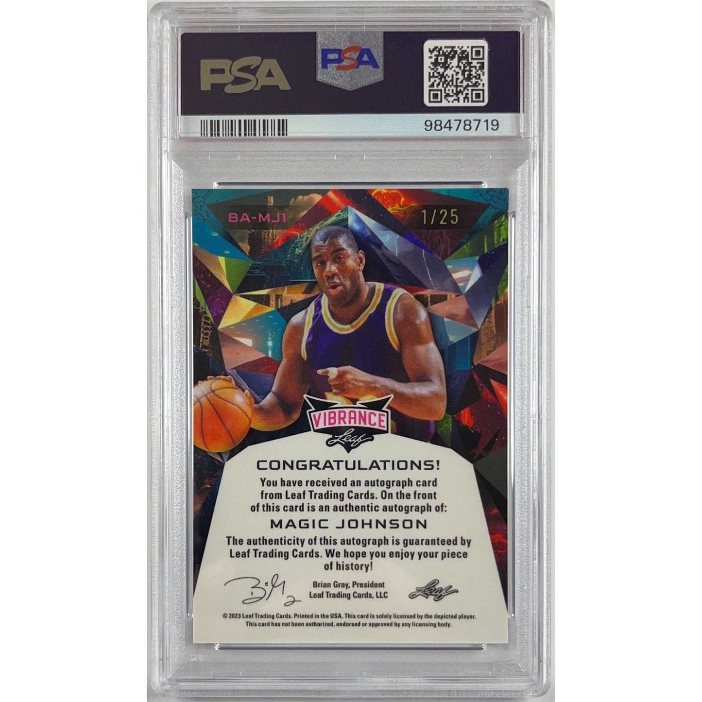 2023 Leaf Ervin “Magic” Johnson Vibrance Auto 1/25 PSA 7 NEAR MINT | Local Legends Cards & Collectibles