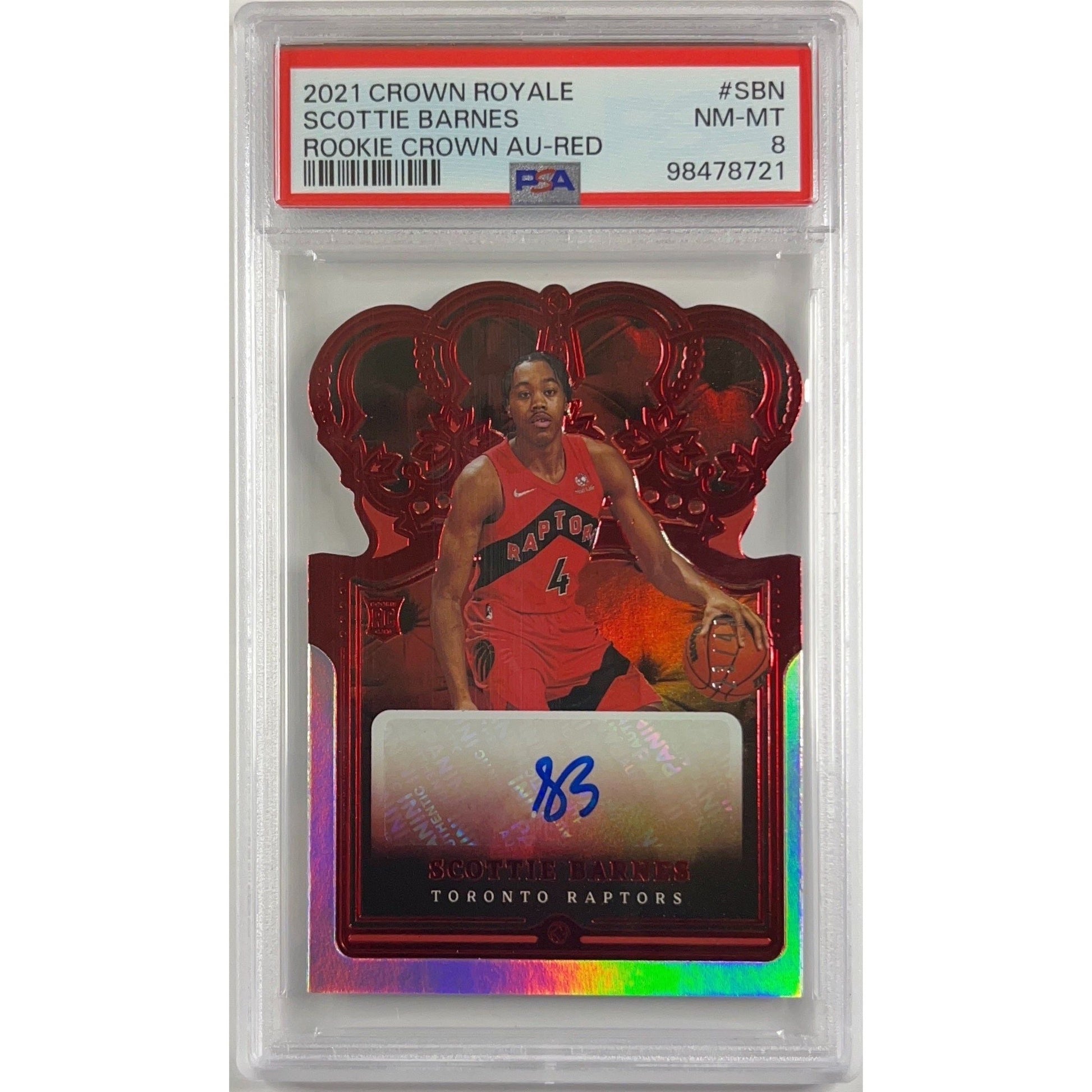 2021-22 Crown Royale Scottie Barnes Rookie Crown Auto Red /49 PSA 8 NEAR MINT-MINT | Local Legends Cards & Collectibles