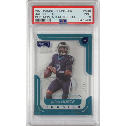2020 Chronicles Jalen Hurts Playoff Momentum Rookies Blue /99 PSA 9 MINT | Local Legends Cards & Collectibles